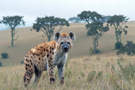 Spotted hyena in Serengeti National Park, Tanzaniaの写真素材