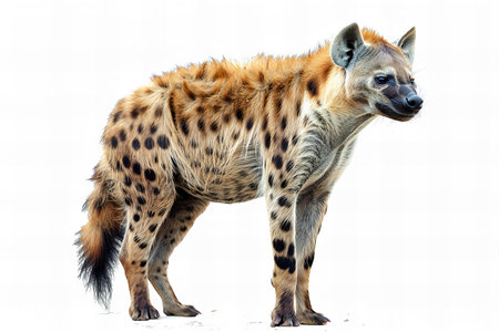 Spotted hyena (Crocuta crocuta) isolated on white backgroundの写真素材