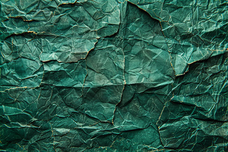 Green crumpled paper background. Crumpled paper texture.