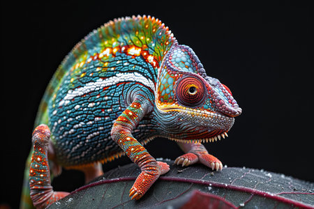 Close up of colorful chameleon, Furcifer pardalisの写真素材
