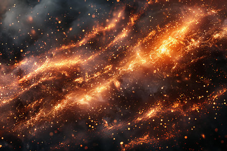 Fiery explosion in space, computer generated abstract background, 3D rendering