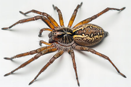 Image of brown spider on white background. Animal.