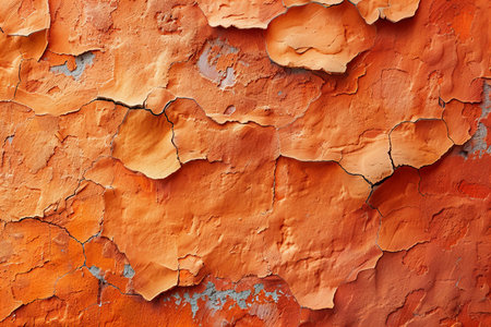 Old orange wall with peeling paint. Abstract background for design.