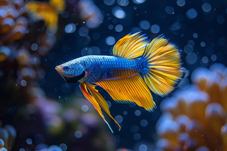 Siamese fighting fish (Betta splendens) in aquarium
