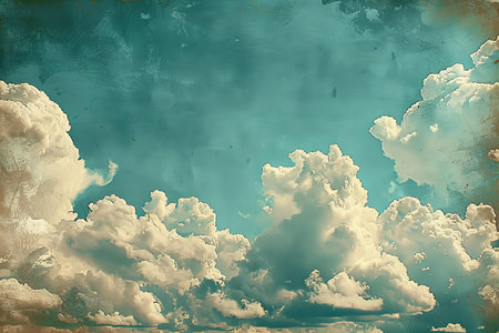 Blue sky with white clouds. Abstract nature background. Vintage style.の写真素材