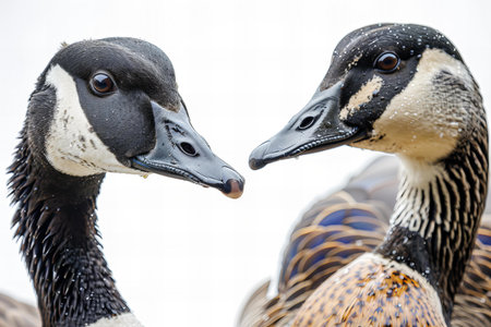 Close up of a pair of geese