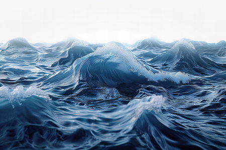 3D illustration of a blue ocean wave with ripples and waves