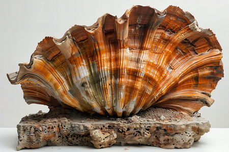 Macro detail of a seashell made of fossilized shells.