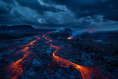 Volcanic eruption in Hawaii Volcanoes National Park, USA