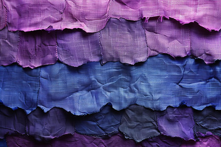 abstract background of colored crumpled pieces of fabric closeup