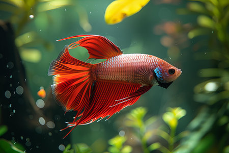 Siamese fighting fish in the aquarium, Betta splendens
