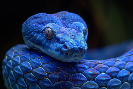 Close-up of the head of a blue snake, Thailand.の写真素材