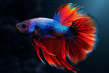 Siamese fighting fish in the aquarium, betta splendensの写真素材