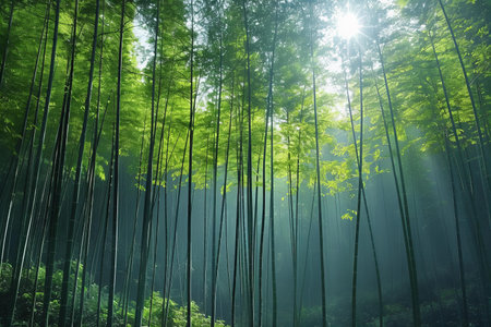 Bamboo forest in the morning, Arashiyama, Kyoto, Japanの写真素材