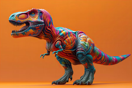 Dinosaur. Dinosaur on orange background. 3d render illustration.の写真素材