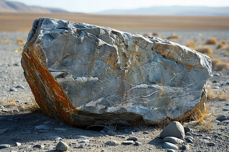 Large stone in the middle of the desert. Altai, Russiaの写真素材