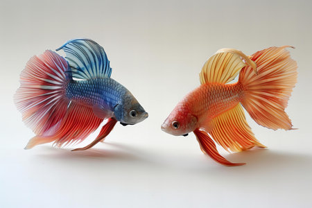 Siamese fighting fish isolated on white background, betta fish