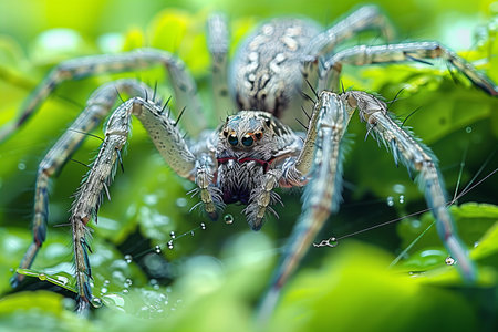 Close up of spider in nature. (Scientific name: Jumping spider)