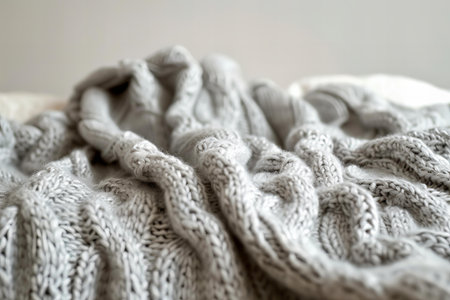 Knitted woolen sweaters on a white background. Close-up.