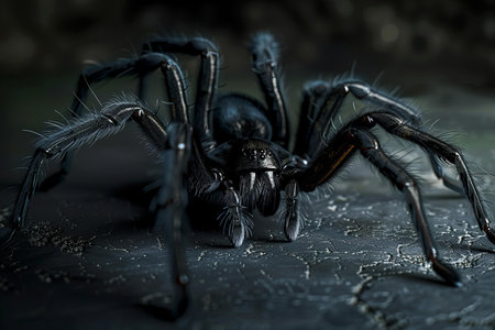Tarantula close-up on a dark background. 3d renderの写真素材