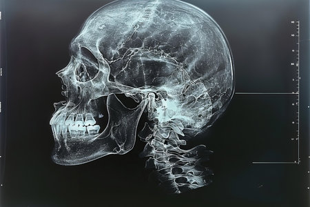 X-ray image of human skull. 3d medical illustration.