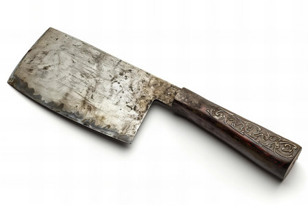 Old meat cleaver isolated on white background. 3D illustration.