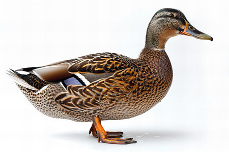 Mallard duck isolated on white background. Clipping path included.の写真素材