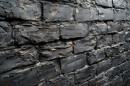 Black brick wall texture background for interior exterior decoration and industrial construction concept design.の写真素材