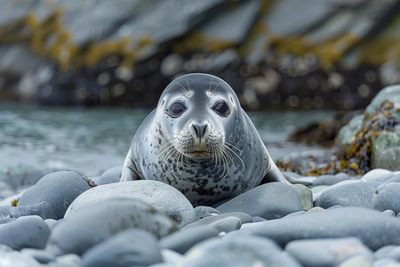 Grey seal (Halichoerus grypus) on the beachの写真素材