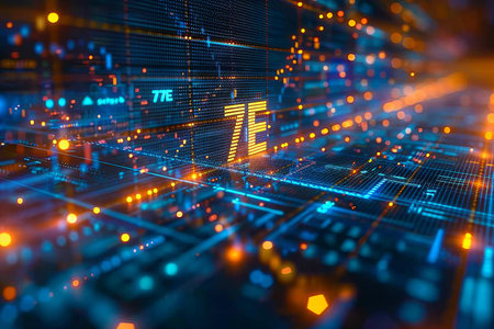 Abstract technology background. 3d rendering toned image double exposure.