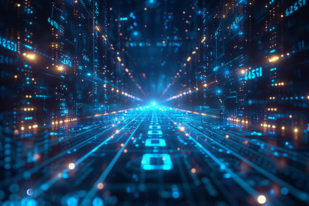 Abstract technology background with binary code. 3d rendering toned image