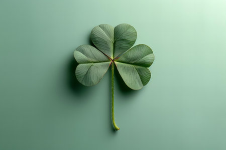 Clover leaf on color background, top view. St. Patrick's Day celebration