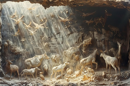 Mausoleum of Herd of deer in the cave.