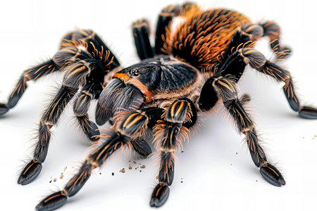 Mexican Fireleg Tarantula (Brachypelma boehmei) on white backgroundの写真素材
