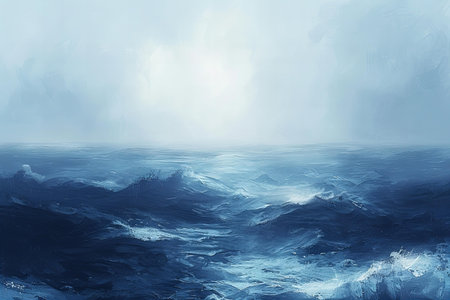 Beautiful seascape with sea waves and clouds. 3d renderingの写真素材