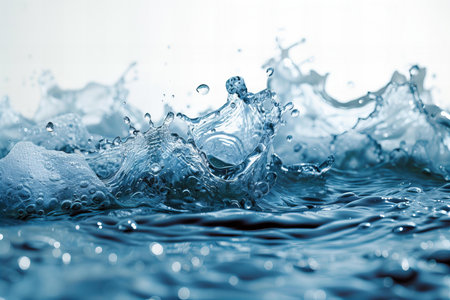 splashes of water on a white background close-up. macroの写真素材