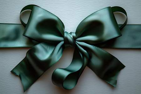 Green satin bow on a white background. 3d rendering.の写真素材