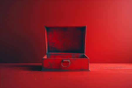 Vintage red box on a red background. 3d rendering.