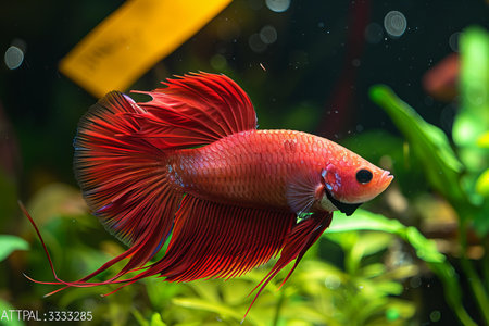 Siamese fighting fish in the aquarium, betta splendensの写真素材