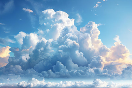 Beautiful clouds in the blue sky. Nature background. 3d render