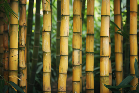 Bamboo forest in the morning. Natural background. Selective focus.の写真素材