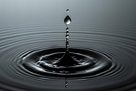 Water drop close-up. Splash effect after collision a falling drops with water Surface