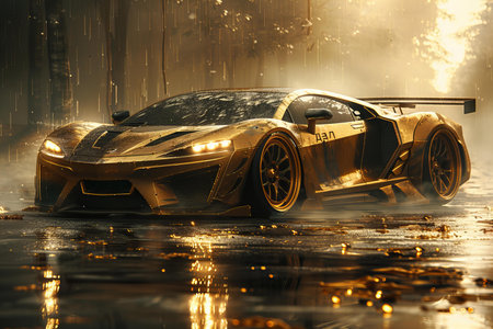 Huracan GT3 in the rain.の写真素材