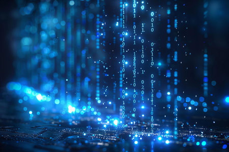 Abstract technology background with binary code. Big data concept. 3D Rendering