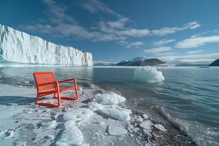 Icebergs on the shore of Lake Argentino, Argentinaの写真素材