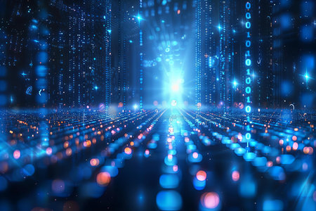 Abstract technology background with binary code. 3d rendering toned image