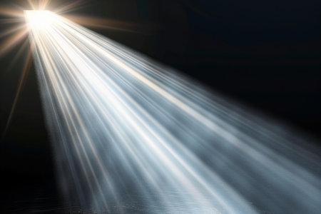 abstract scene with rays of light and smoke on a black background