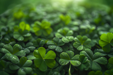 Green clover leaves background. St. Patrick's Day background.の写真素材