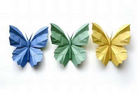 Origami butterfly isolated on white background.の写真素材