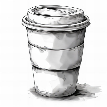 Disposable coffee cup on a white background. 3d renderingの写真素材